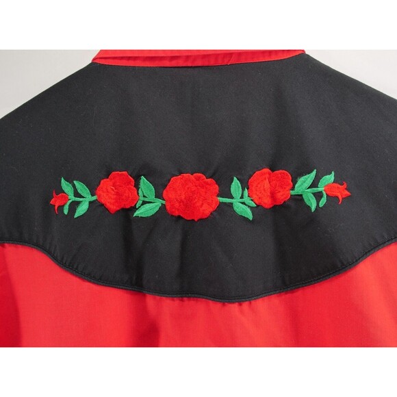 Ely Diamond‎ Western ranch shirt men's size 2XL red roses snap buttons - Picture 10 of 10